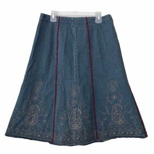 Liz Claiborne Paisley Embroidered Denim Skirt